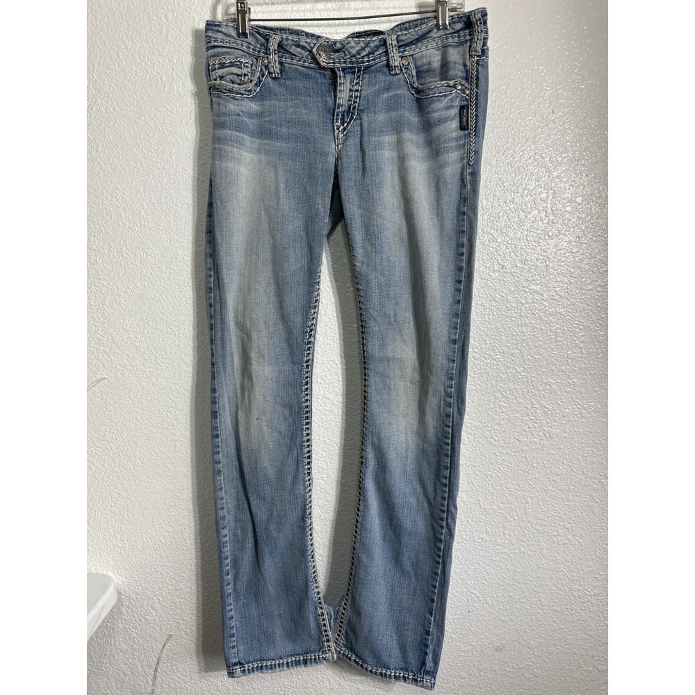 Silver Jeans Co Tuesday Low Baby Boot Light Wash Contrast Stitch L12580SJB185